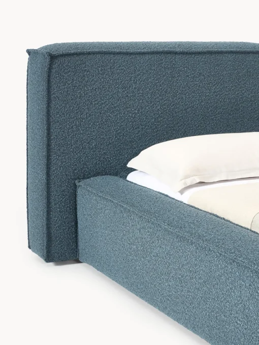Camas Tapizadas|Camas>Westwing Collection Cama tapizada en tejido bouclé Lennon Bouclé gris azulado