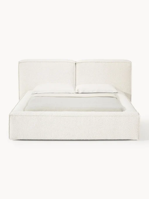 Camas Tapizadas|Camas>Westwing Collection Cama tapizada en tejido bouclé Lennon Bouclé blanco Off White