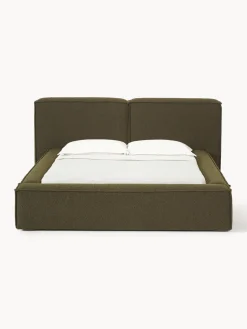 Camas Tapizadas|Camas></noscript>Westwing Collection Cama tapizada en tejido bouclé Lennon Bouclé verde oliva