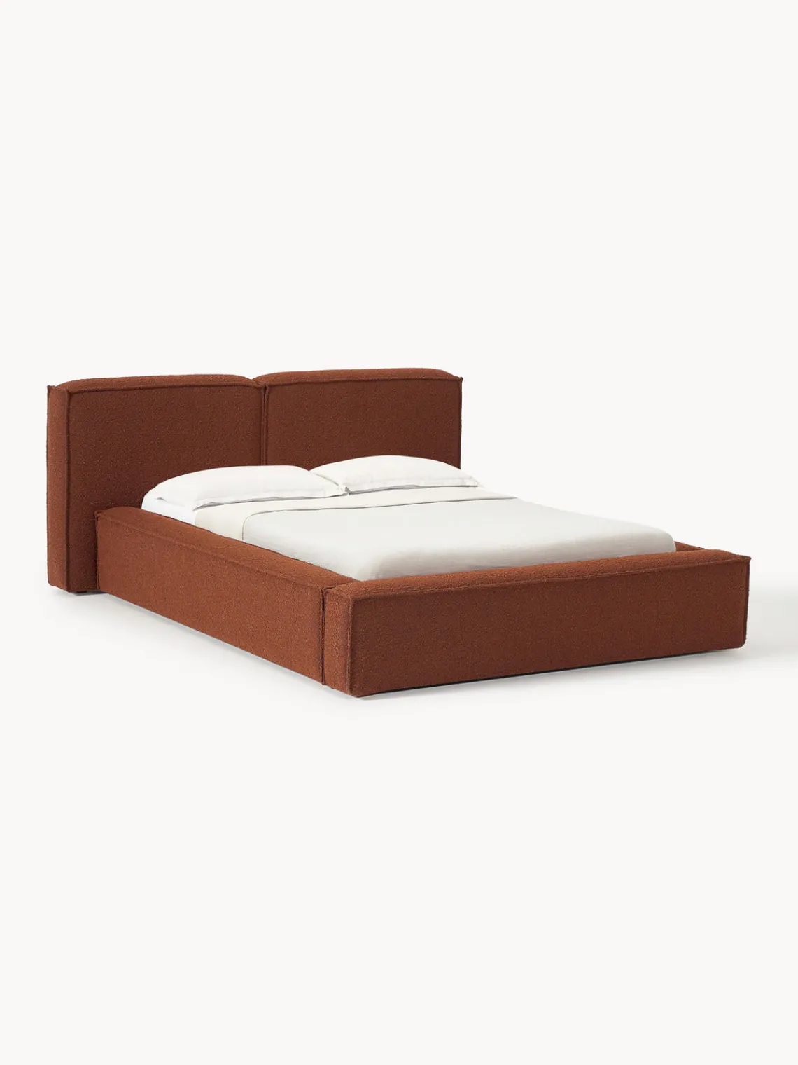 Camas Tapizadas|Camas>Westwing Collection Cama tapizada en tejido bouclé Lennon Bouclé terracota
