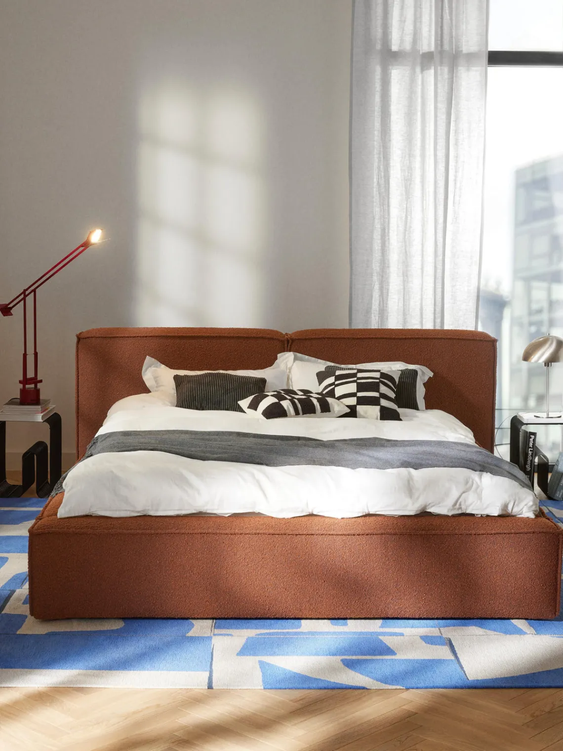 Camas Tapizadas|Camas>Westwing Collection Cama tapizada en tejido bouclé Lennon Bouclé terracota