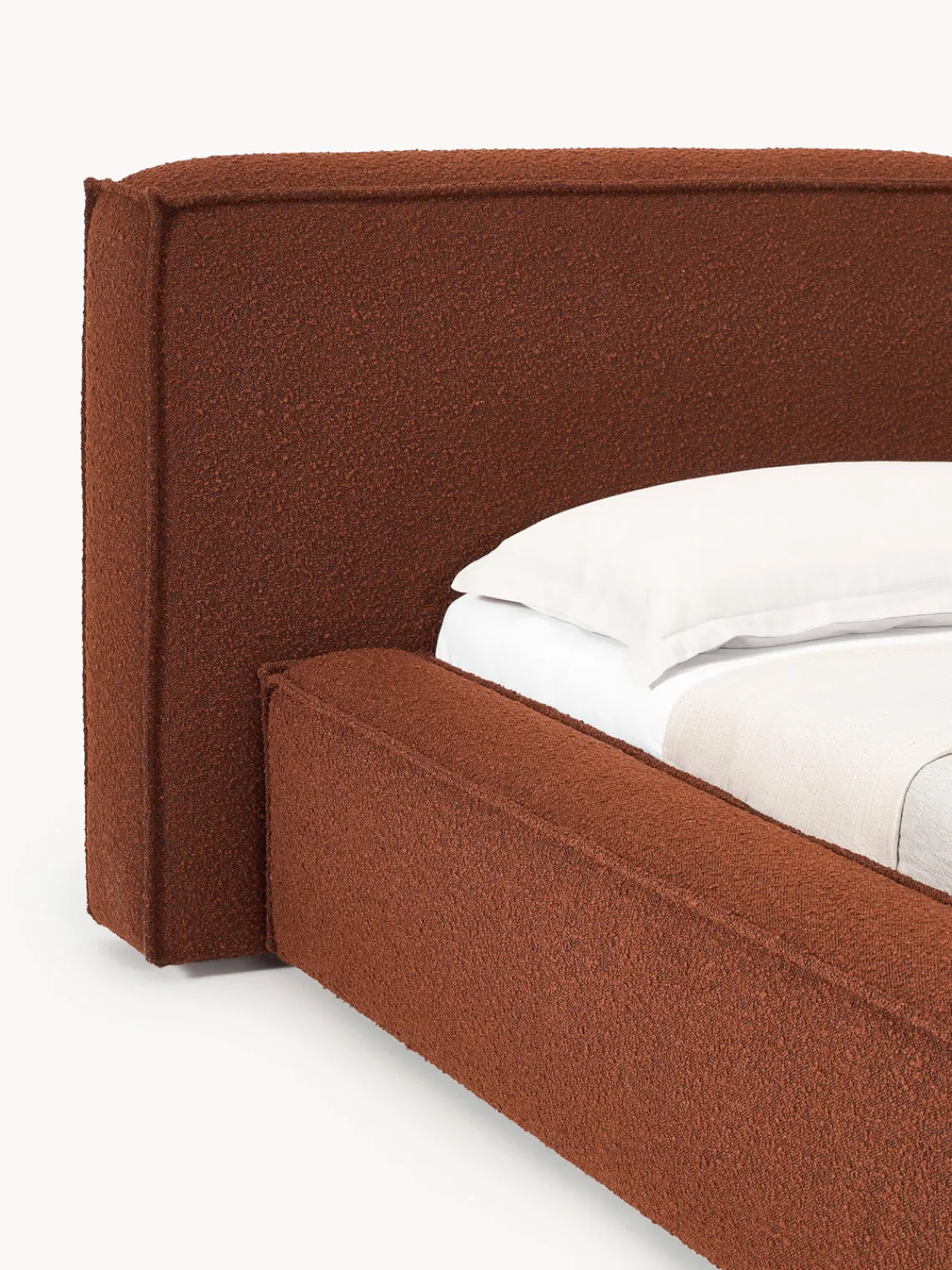 Camas Tapizadas|Camas>Westwing Collection Cama tapizada en tejido bouclé Lennon Bouclé terracota