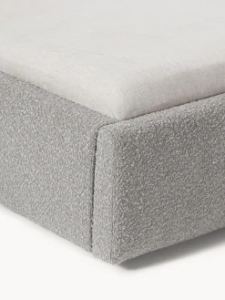 Camas Tapizadas|Camas></noscript>Westwing Collection Cama tapizada en tejido bouclé con espacio de almacenaje Cloud Bouclé gris