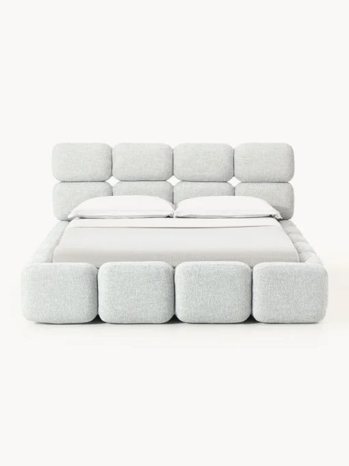 Camas Tapizadas|Camas>Westwing Collection Cama tapizada en tejido bouclé Tayla Bouclé azul claro