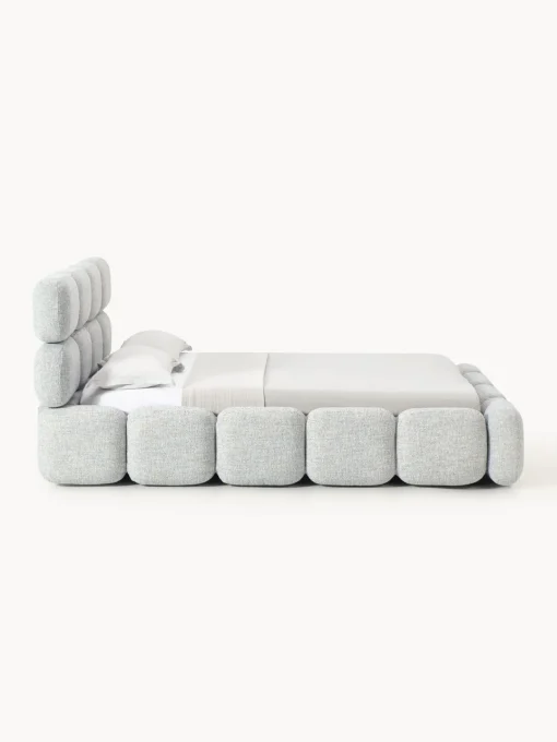 Camas Tapizadas|Camas>Westwing Collection Cama tapizada en tejido bouclé Tayla Bouclé azul claro