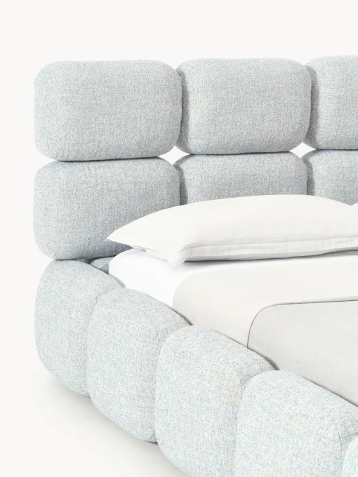 Camas Tapizadas|Camas>Westwing Collection Cama tapizada en tejido bouclé Tayla Bouclé azul claro