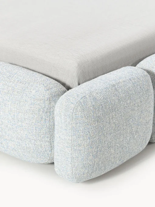 Camas Tapizadas|Camas>Westwing Collection Cama tapizada en tejido bouclé Tayla Bouclé azul claro