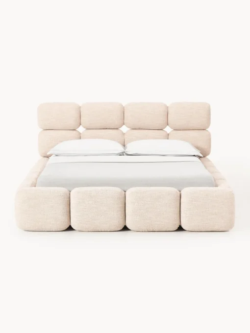 Sale Cama tapizada en tejido bouclé con espacio de almacenamiento Tayla Camas Tapizadas|Camas
