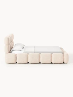 Sale Cama tapizada en tejido bouclé con espacio de almacenamiento Tayla Camas Tapizadas|Camas