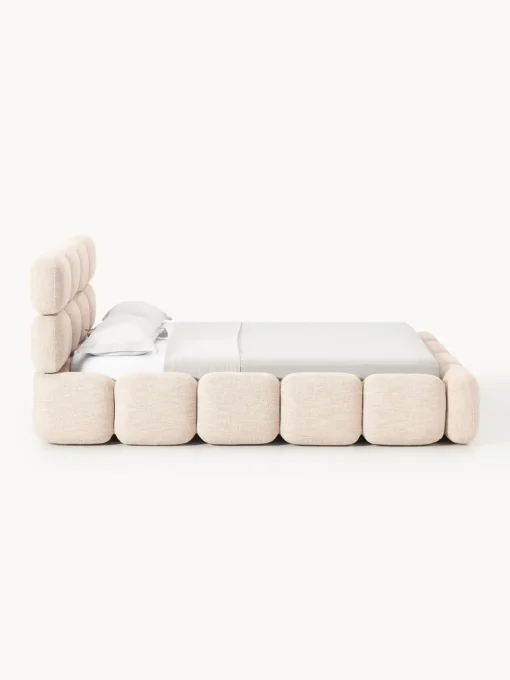 Sale Cama tapizada en tejido bouclé con espacio de almacenamiento Tayla Camas Tapizadas|Camas