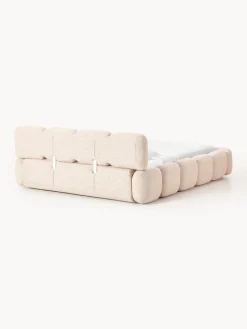 Clearance Cama tapizada en tejido bouclé con espacio de almacenamiento Tayla Camas Tapizadas|Camas