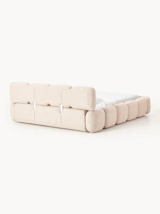 Clearance Cama tapizada en tejido bouclé con espacio de almacenamiento Tayla Camas Tapizadas|Camas