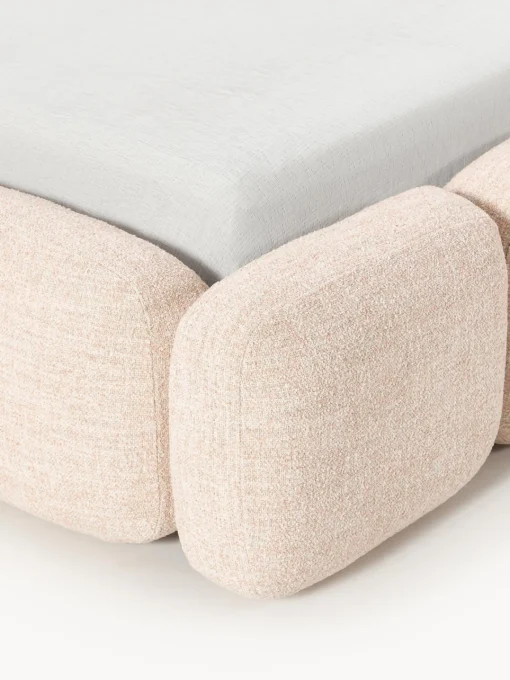 Clearance Cama tapizada en tejido bouclé con espacio de almacenamiento Tayla Camas Tapizadas|Camas