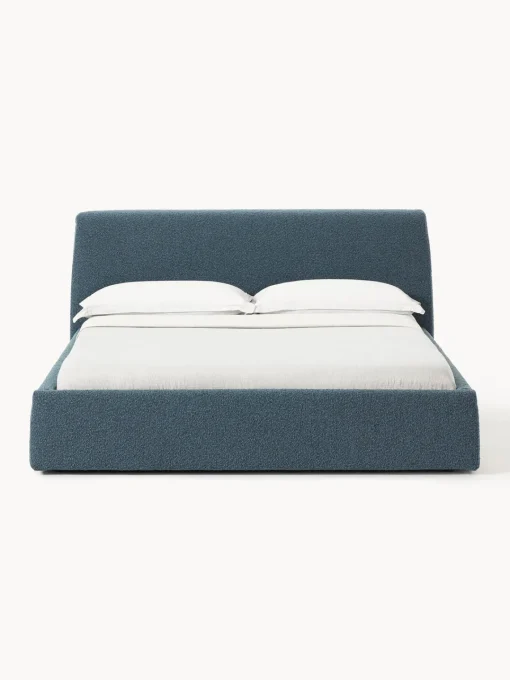 Camas Tapizadas|Camas>Westwing Collection Cama tapizada en tejido bouclé Cloud Bouclé gris azulado