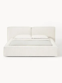 Outlet Cama tapizada en tejido bouclé Lennon, con espacio de almacenamiento Camas Tapizadas|Camas