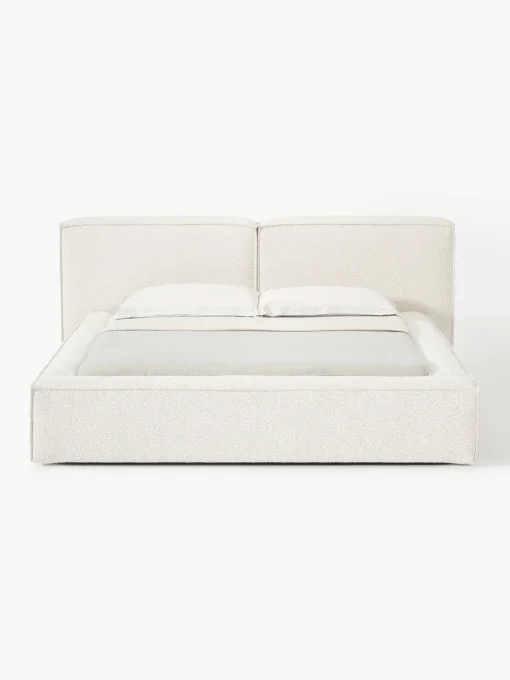 Outlet Cama tapizada en tejido bouclé Lennon, con espacio de almacenamiento Camas Tapizadas|Camas