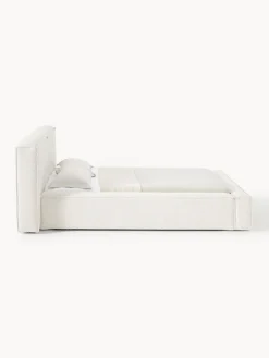 Outlet Cama tapizada en tejido bouclé Lennon, con espacio de almacenamiento Camas Tapizadas|Camas