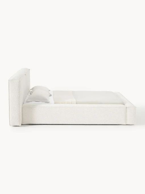Outlet Cama tapizada en tejido bouclé Lennon, con espacio de almacenamiento Camas Tapizadas|Camas