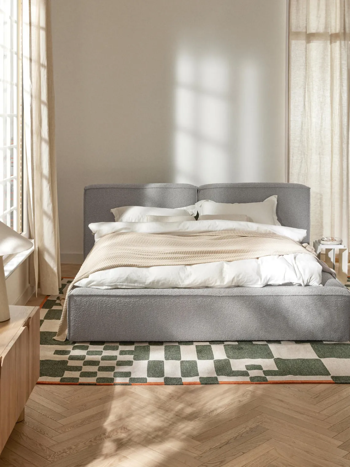 Hot Cama tapizada en tejido bouclé Lennon Camas Tapizadas|Camas