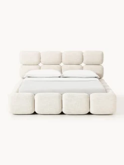 Camas Tapizadas|Camas></noscript>Westwing Collection Cama tapizada en tejido bouclé Tayla Bouclé beige claro