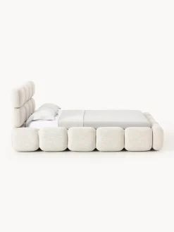 Camas Tapizadas|Camas></noscript>Westwing Collection Cama tapizada en tejido bouclé Tayla Bouclé beige claro
