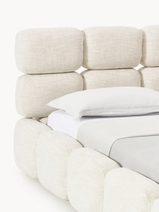 Camas Tapizadas|Camas>Westwing Collection Cama tapizada en tejido bouclé Tayla Bouclé beige claro