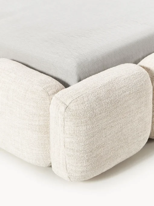 Camas Tapizadas|Camas>Westwing Collection Cama tapizada en tejido bouclé Tayla Bouclé beige claro