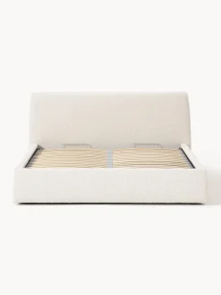 Camas Tapizadas|Camas></noscript>Westwing Collection Cama tapizada en tejido bouclé con espacio de almacenaje Cloud Bouclé blanco Off White