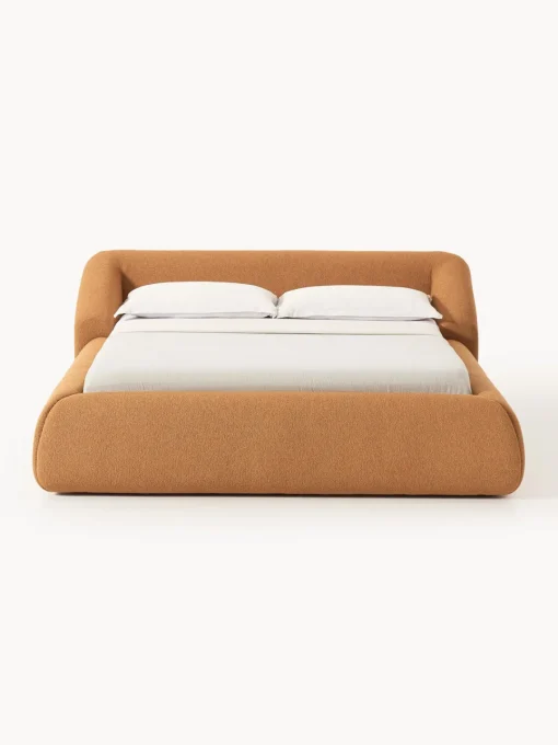 Camas Tapizadas|Camas>Westwing Collection Cama tapizada en tejido bouclé Sofia Bouclé marrón claro