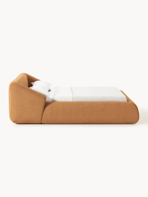 Camas Tapizadas|Camas>Westwing Collection Cama tapizada en tejido bouclé Sofia Bouclé marrón claro