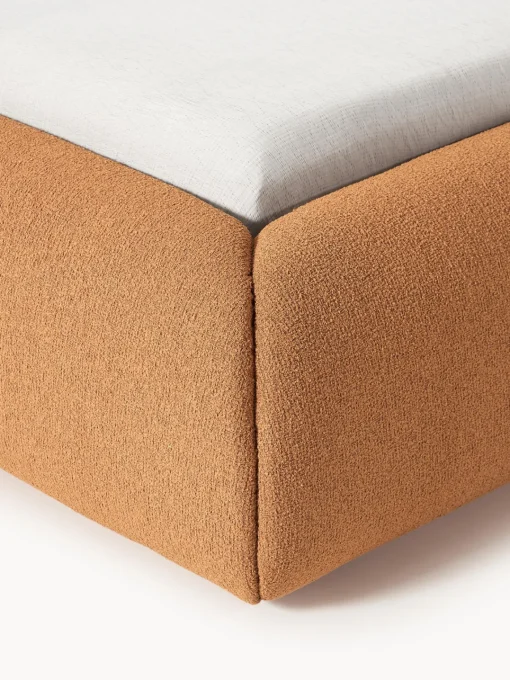 Camas Tapizadas|Camas>Westwing Collection Cama tapizada en tejido bouclé Sofia Bouclé marrón claro