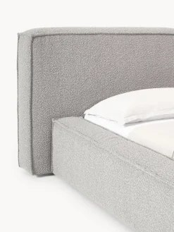 Camas Tapizadas|Camas></noscript>Westwing Collection Cama tapizada en tejido bouclé con espacio de almacenamiento Lennon Bouclé gris
