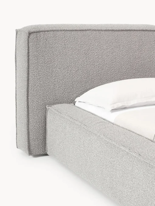 Camas Tapizadas|Camas>Westwing Collection Cama tapizada en tejido bouclé con espacio de almacenamiento Lennon Bouclé gris