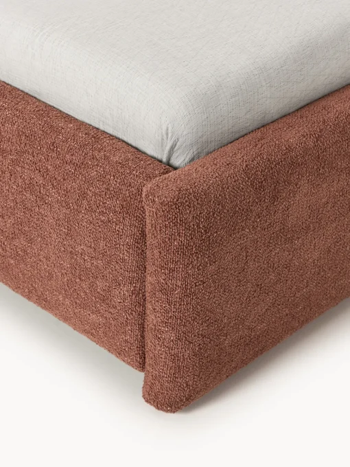 Camas Tapizadas|Camas>Westwing Collection Cama tapizada en tejido bouclé Gary Bouclé rojo óxido