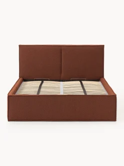 Camas Tapizadas|Camas></noscript>Westwing Collection Cama tapizada en tejido bouclé con espacio de almacenamiento Dream Bouclé terracota