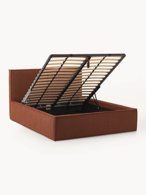 Camas Tapizadas|Camas>Westwing Collection Cama tapizada en tejido bouclé con espacio de almacenamiento Dream Bouclé terracota