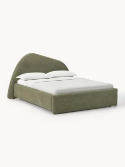 Camas Tapizadas|Camas>Westwing Collection Cama tapizada en tejido bouclé Gary Bouclé verde