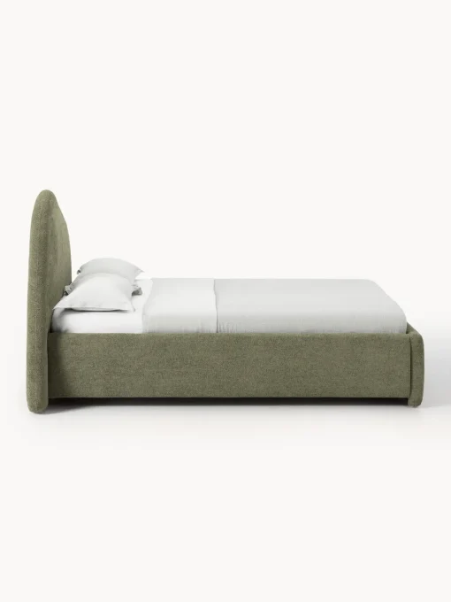 Camas Tapizadas|Camas>Westwing Collection Cama tapizada en tejido bouclé Gary Bouclé verde