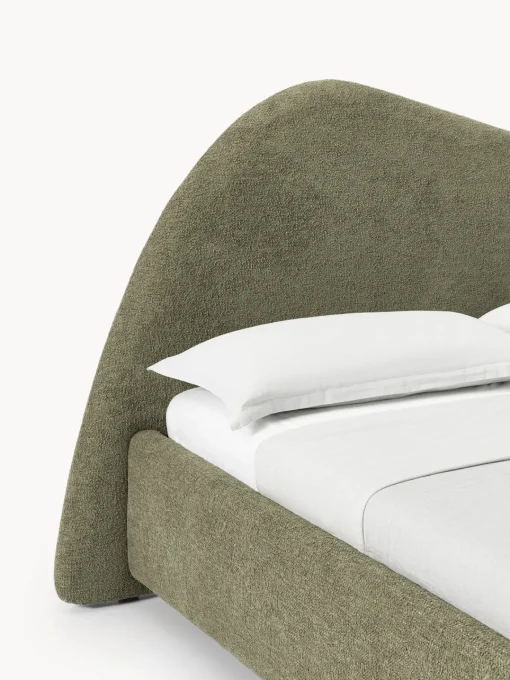 Camas Tapizadas|Camas>Westwing Collection Cama tapizada en tejido bouclé Gary Bouclé verde