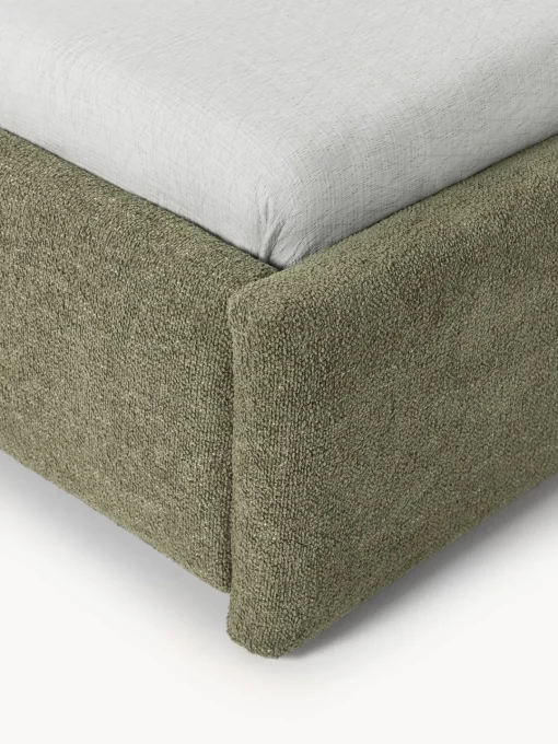 Camas Tapizadas|Camas>Westwing Collection Cama tapizada en tejido bouclé Gary Bouclé verde