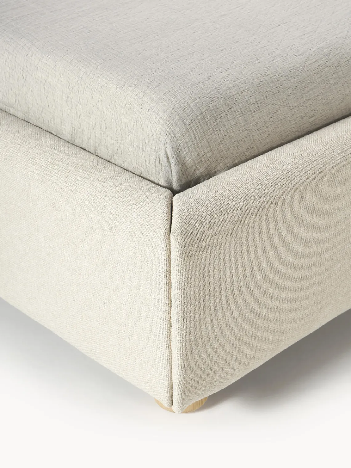 Camas Tapizadas|Camas>Westwing Collection Cama tapizada Laura Tejido blanco Off White, madera de roble