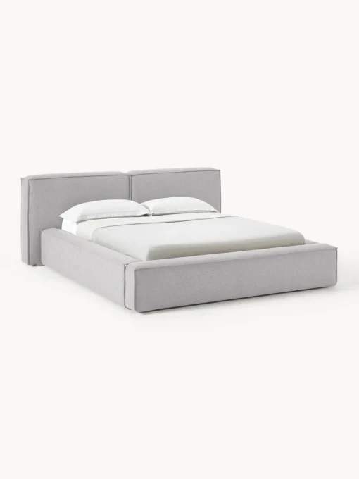 Camas Tapizadas|Camas>Westwing Collection Cama tapizada Lennon, con espacio de almacenamiento Tejido gris
