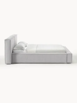 Camas Tapizadas|Camas></noscript>Westwing Collection Cama tapizada Lennon, con espacio de almacenamiento Tejido gris