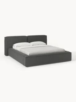 Camas Tapizadas|Camas>Westwing Collection Cama tapizada Lennon, con espacio de almacenamiento Tejido gris antracita