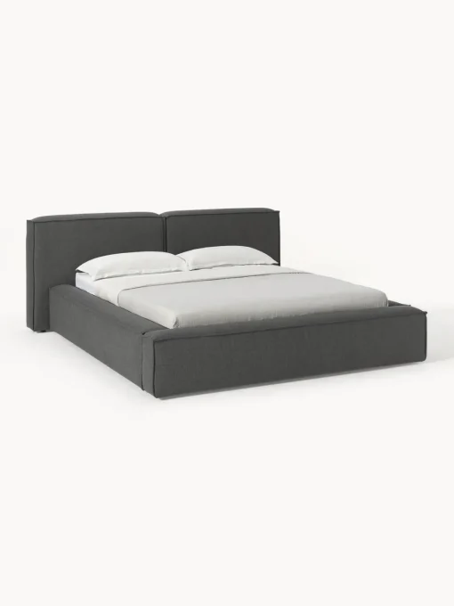 Camas Tapizadas|Camas>Westwing Collection Cama tapizada Lennon, con espacio de almacenamiento Tejido gris antracita