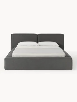 Camas Tapizadas|Camas></noscript>Westwing Collection Cama tapizada Lennon, con espacio de almacenamiento Tejido gris antracita