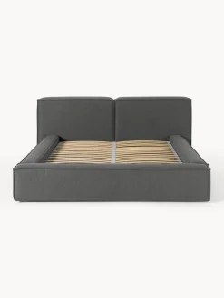 Camas Tapizadas|Camas></noscript>Westwing Collection Cama tapizada Lennon, con espacio de almacenamiento Tejido gris antracita