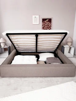 Outlet Cama tapizada Lennon, con espacio de almacenamiento Camas Tapizadas|Camas