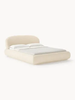 Hot Cama tapizada redondeada en tejido bouclé Alba Camas Tapizadas|Camas