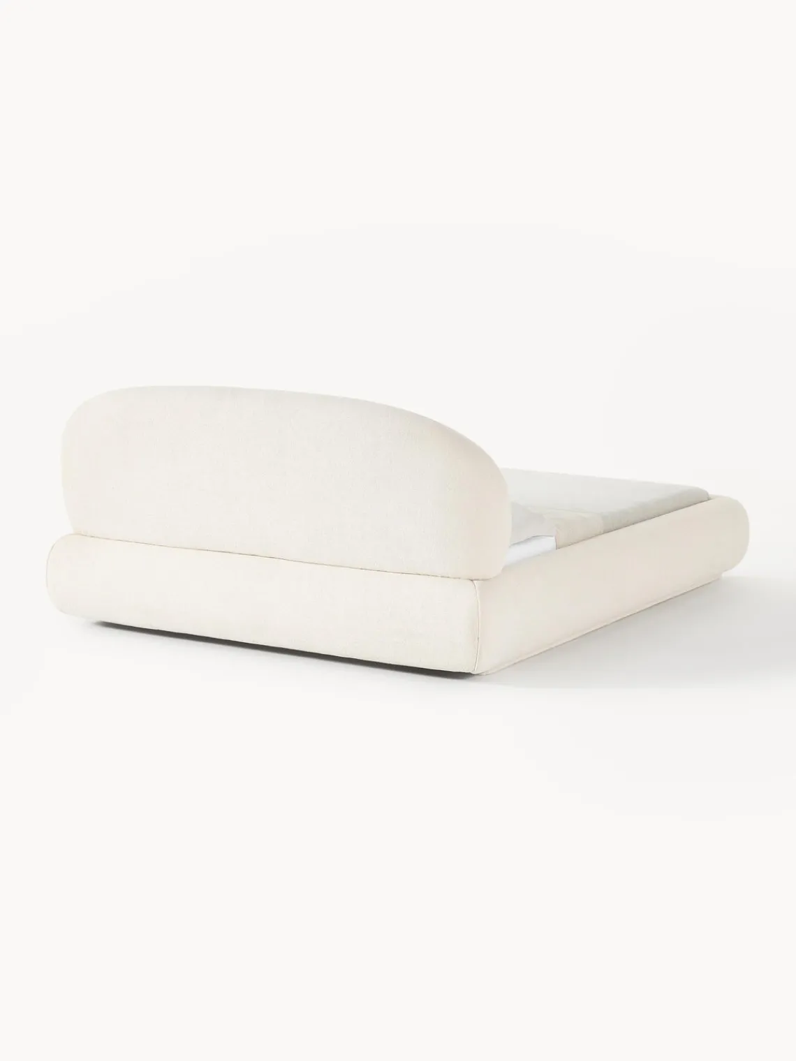 Camas Tapizadas|Camas>Westwing Collection Cama tapizada redondeada en tejido bouclé Alba Bouclé blanco Off White